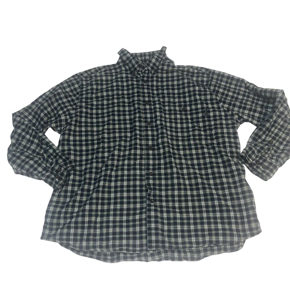 Men’s Woolrich 2XL Deep Navy Tartan Indowpane Button Up Long Sleeve Shirt